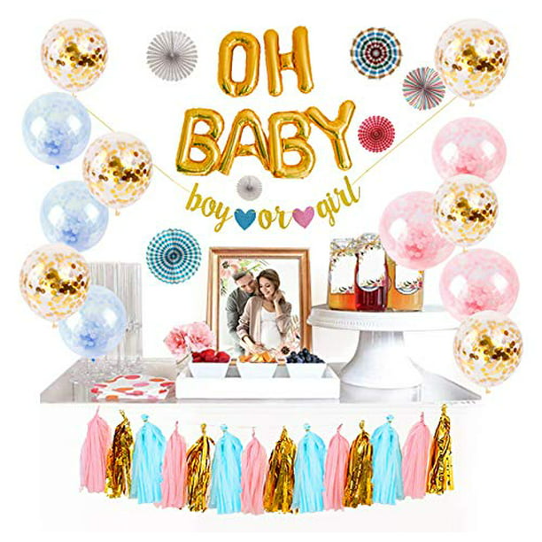 Napkins And 1 Table Cover 2 Foil Balloons Gender Reveal 20 Ct Lunh Plates 2 Latex Balloons 